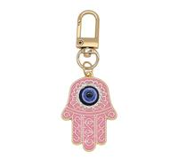 Jasimkiss Evil Eye Keychain Hamsa Hand keychain Protection Charm for Men Women Car Key Ring Bag Purse Accessories, Gold Pink, Medium