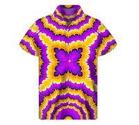 JasimonTK 3D Printed Colorful Dizzy Moving Optical Illusion Pattern Hawaii Shirt Men's Short Sleeve Plus Size Beach Shirts Blouse Clothes
