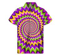 JasimonTK 3D Printed Colorful Dizzy Moving Optical Illusion Pattern Hawaii Shirt Men's Short Sleeve Plus Size Beach Shirts Blouse Clothes