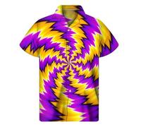JasimonTK 3D Printed Colorful Dizzy Moving Optical Illusion Pattern Hawaii Shirt Men's Short Sleeve Plus Size Beach Shirts Blouse Clothes