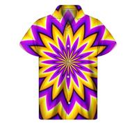 JasimonTK 3D Printed Colorful Dizzy Moving Optical Illusion Pattern Hawaii Shirt Men's Short Sleeve Plus Size Beach Shirts Blouse Clothes