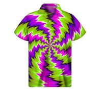 JasimonTK 3D Printed Colorful Dizzy Moving Optical Illusion Pattern Hawaii Shirt Men's Short Sleeve Plus Size Beach Shirts Blouse Clothes