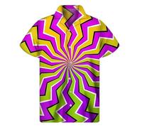JasimonTK 3D Printed Colorful Dizzy Moving Optical Illusion Pattern Hawaii Shirt Men's Short Sleeve Plus Size Beach Shirts Blouse Clothes