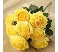 Jasion Artificial Roses Flowers 10 Heads Arrangement Silk Bouquet Glorious Moral for Home Office Parties and Wedding Decoration (Yellow)