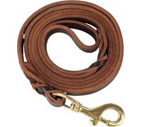 JaSiTeBW Leather Dog Lead Long Leads for Dog Training Leather Belt Safety Traction Rope Perdurable Copper Clasp Stylish Braided Design for Large Medium Small Dogs Training & Walking(4.92-ft Brown)