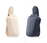 JASKFG Car Visor Sunglasses Holders, 2 Pcs, Magnetic, Leather, Glasses and Ticket Card Clip, Suitable for Car Interior Visor and Different Size Eyeglasses (2, Black and Beige)