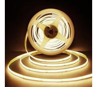 JASKFG COB Led Strip, 5M 3000K Warm White LED Strip Lights DC24V,480LEDs/M, CRI 90+, Easy DIY Home Decor Installation, Home DIY Lighting [Energy Class A] (Warm White, 5M COB 24V)