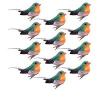 Jasmeko Artificial Robin Bird Clip on Bird - Red Cardinal, Christmas Tree Decor Ornament, Birds Crafts Sets for Tree Home Garden Outdoor Party Decorations (A2-12Pcs-Robin)