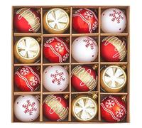 Jasmeko Christmas Tree Baubles Sets, 16pcs 6cm Colorful Shatterproof Giant Tree Balls Ornaments for Xmas Decoration (D)
