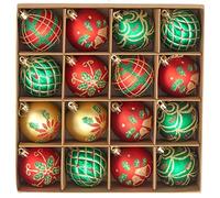 Jasmeko Christmas Tree Baubles Sets, 16pcs 6cm Colorful Shatterproof Giant Tree Balls Ornaments for Xmas Decoration (A)
