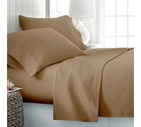 Jasmin Elinor 100% Egyptian Cotton 200 Thread Count Extra Deep 16" / 40CM Fitted Sheet (Super King, Latte)