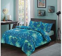 Jasmin Floral Hearts Pattern Luxurious Modern Style Duvet Cover Sets Reversible Bedding Sets NZ (Teal, King Size)