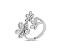 Jasmine 18ct White Gold Floral 0.61ct Pave Diamond Ring - Ring Size M