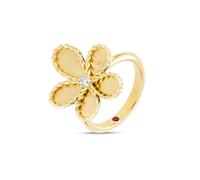 Jasmine 18ct Yellow Gold 0.07ct Diamond Brushed Ring - Ring Size O