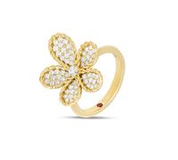 Jasmine 18ct Yellow Gold 0.65ct Pave Diamond Floral Ring - Ring Size P