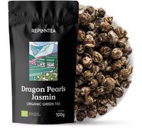 Jasmine Dragon Pearls Green Tea 100g | Organic Hand-Rolled Loose Leaf Tea | Premium Scented Jasmine Tea for a Delicate, Aromatic Infusion | REPLANTEA
