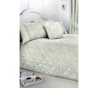 Dreams & Drapes Woven Cotton-Polyester Bedspread, Silver, 240 x 220 cm, Jacquard Floral Pattern, Quilted with Rope Border