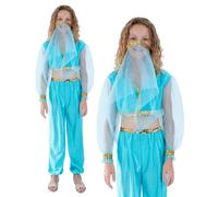 Smiffys Arabian Princess Costume, Blue with Trousers, Top & Headpiece, Girls Fancy Dress, Storybook Character Dress Up Costumes