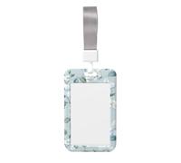Jasmine Flowers in Pale Blue Sliding Id Badge Holder Hard Plastic Work Card Case Name Tag Protector for Nurses Office