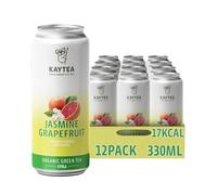 Jasmine Grapefruit Cold Brew Tea, 330ml x 12 - Moderate Caffeine, Organic Jasmine with Zesty & Floral Notes - 17 kcal Low Calorie Drinks & Flavoured Green Tea by KAYTEA