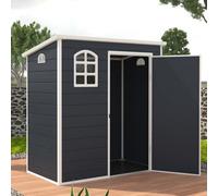 Jasmine Pent Plastic Garden Shed with Foundation Kit - 6x3ft - Anthracite Grey