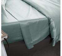 Jasmine Silk 100% Mulberry 19MM Charmeuse Silk Flat Sheet (DUCK EGG) (DOUBLE 230cm x 275cm)