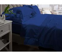 Jasmine Silk 6PCs 100% Mulberry 19MM Charmeuse Silk Duvet Cover Set (Navy) (Double)