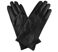 Jasmine Silk Ladies Luxury Black Plain Leather Cashmere Lined Gloves for Women (Medium (7-7.5 inches))