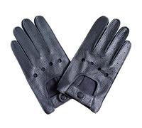 Jasmine Silk Mens Luxury Genuine Deerskin Leather driving Gloves BLACK (Large (9.5-10 inches))