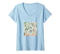Jasmine William Morris Arts and Craft Style Pattern V-Neck T-Shirt