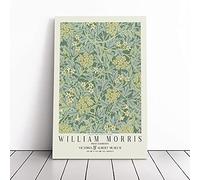 Jasmine With Border By William Morris | Canvas Wall Art Print | Framed & Ready to Hang Picture | Modern Home Decor for Living Room, Bedroom, Kitchen or Office | 30x20 Inches