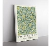 Jasmine With Border By William Morris Classic Painting Canvas Wall Art Print Ready to Hang, Framed Picture for Living Room Bedroom Home Office Décor, 60x40 cm (24x16 Inch)