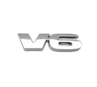 JASMKLX Car Styling Metal V6 Engine Logo Emblem Trunk Sport Turbo Auto Badge 3D Sticker Decal Accessories(Silver)