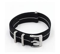 JASMKLX NATO Elastic Nylon Watch Strap 18mm 20mm 22mm Black Green Gray Watch Straps Men's Military Watch Bands Silver Buckle(Black-white line,22mm)
