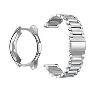 JASMKLX Stainless Steel Strap+Protective Case Watch 46mm 42mm Replaceable Metal Watchband Wristband Fit For Samsung Galaxy Fit For Gear S3 Frontier(Silverr,Watch 42mm)