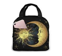 JASMODER Boho Sun Moon Stars Lunch Bag Insulated Lunch Box Leakproof Cooler Cooling Tote With Front Pocket For Men Women…