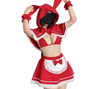 JasmyGirls Sexy Cosplay Outfits for Women Halloween Little Red Riding Hood Costume Adult Maid Lingerie Anime Bunny Role Play Skirt