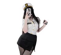 JasmyGirls Women's Sexy Cop Costume Halloween Police Roleplay Outfit Anime Officer Uniform Policewomen Mini Skirt Adult Dress Up