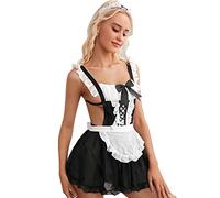 JasmyGirls Womens Sexy French Maid Costume Anime Cosplay Lingerie Outfits Roleplay Suit Sexy Naughty Lace Apron