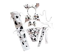 JasmyGirls Womens Sexy Maid Cosplay Lingerie Furry Milk Cow Costume Kawaii Anime Bikini Set Mini Leopard Bra and Panty Outfit (White1)