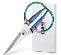 Jasni Fish Pattern Powerful Kitchen Scissors Heavy Duty Multi-Purpose Color Titanium Coating Forged Stainless Steel Shears Student Office Home Scissors Folding Fishing Scissors (Power Scissors)
