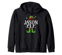 JASON Elf Xmas Funny Men's Family Matching Christmas JASON Zip Hoodie