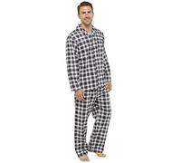 JASON JONES Kentex Men's Flannel Pyjama Set Thermal 100% Cotton Napped Flannelette M L XL XXL 3XL 4XL 5XL (XX-Large, Grey Check HT055)