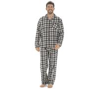 JASON JONES KENTEX MEN'S TRADITIONAL WARM FLANNEL PYJAMA SET THERMAL 100% COTTON napped flannelette M L XL XXL 3XL 4XL 5XL (X-LARGE, GREY BLACK CHK)