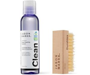 Jason Markk Essential Kit, Shoe Cleaner, Trainers Care, 2-Piece Set, Deep Cleaning Solution & Durables Brush, Ideal for Footwear, Full Grain Leather, Rubber, and more, 4oz