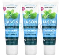 Jason Peppermint Fresh Breath Toothpaste Fluoride Free - 119g (Pack of 3)