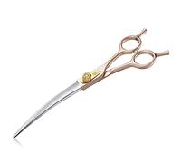 JASON Professional Dog Grooming Scissors - 7 Inch Curved Shear Japanese 440C Stainless Steel Dog Scissors with Diamond Screw, Rosegold, Sharp & Durable