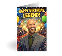 Jason Statham Inspired Birthday Card - “Happy Birthday, Legend!” Funny Celebrity Style Greeting Card | A5 Folded Card with Envelope