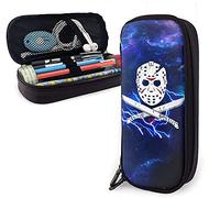 Jason Voorhees Leather Pencil Case, Big Capacity Pencil Pen Case, Multi-Slot Pencil Bag Pouch Holder Box for Middle Office College Adult Girl and Boy