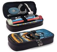 Jason Voorhees Leather Pencil Case, Big Capacity Pencil Pen Case, Multi-Slot Pencil Bag Pouch Holder Box for Middle/High Life Office Adult Children